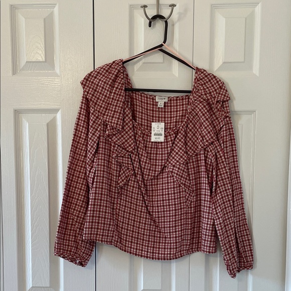 J Crew Ruffle Flannel Top - Picture 7 of 7